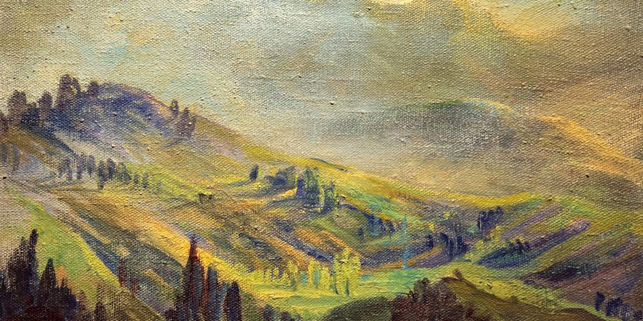 10. ელენე ახვლედიანი, ,,ციხისჯვარი”, ტილო, ზეთი, 49X49,1958 წ.